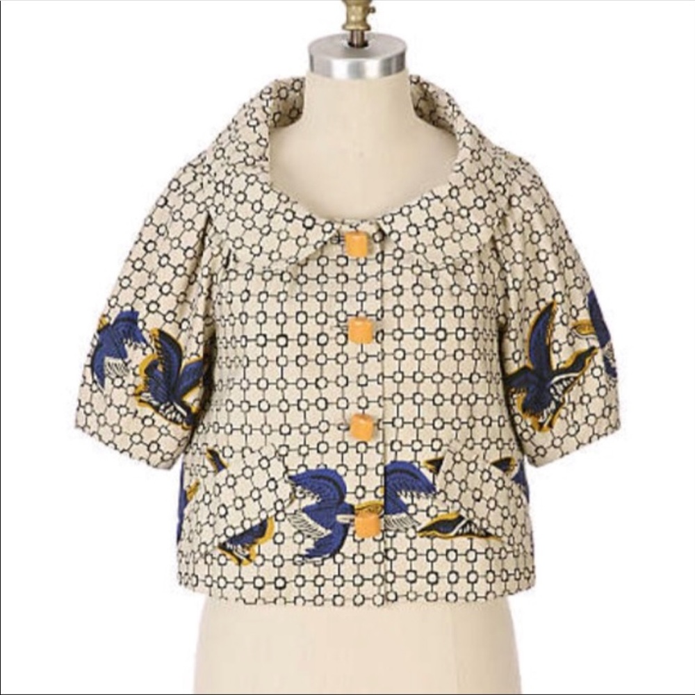 Anthropologie Taikonhu Bird Crop Blazer